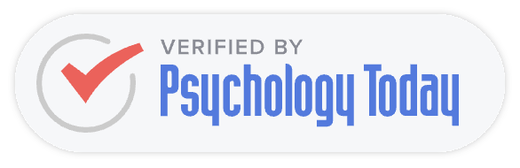 A badge featuring a checkmark and the text 'VERIFIED BY Psychology Today'.